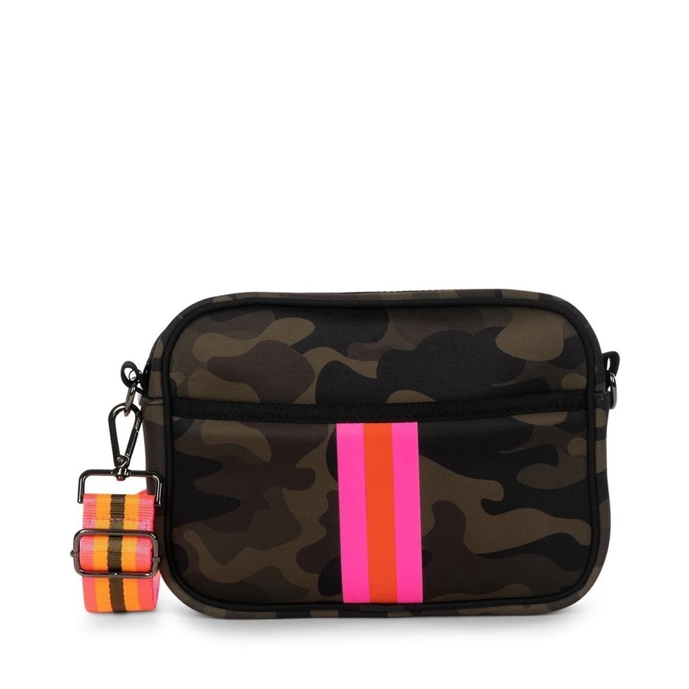 ⬇️HAUTE SHORE Pink and Green Crossbody Bag with Neon Accent
